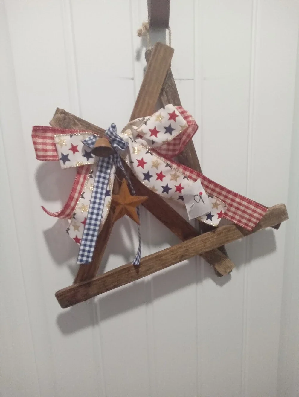Patriotic Star Door Hanger/Wreath- Hand Crafted...Farmhouse, Rustic July 4th
